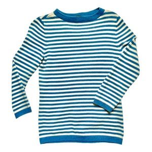 Talbots Blue and White Striped Crewneck Sweater